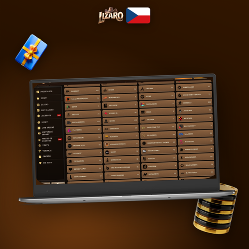 Lizaro Casino pro PC zobrazené na notebooku a stolním monitoru vedle sebe