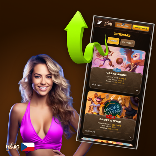 Lizaro app na chytrém telefonu s uvítacím bonusem a ikonami slotů