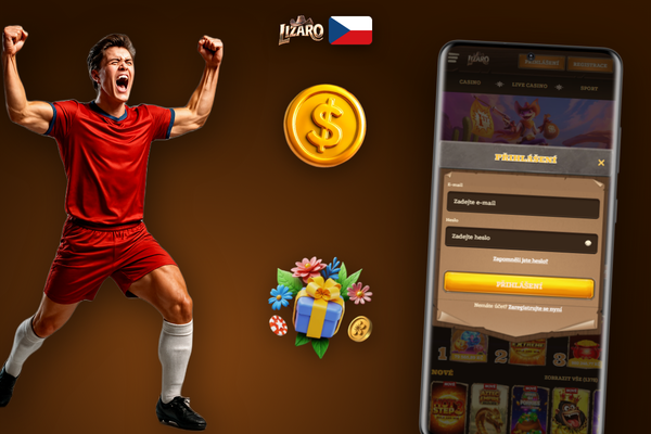 Registrační formulář Lizaro Casino s polem pro e-mail, heslo a promo kód