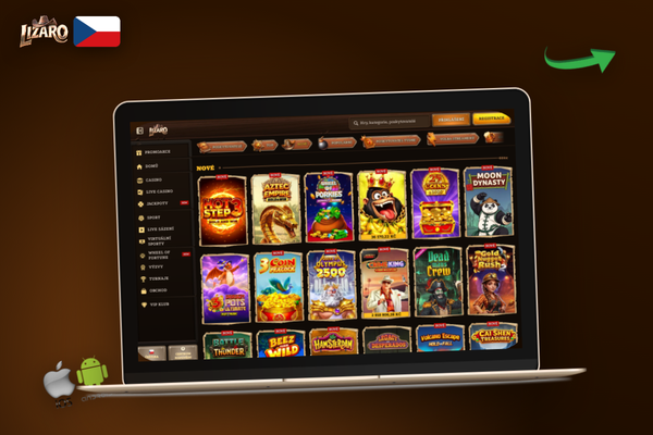 Lizaro Casino mobile funguje na smartphonu i v prohlížeči notebooku
